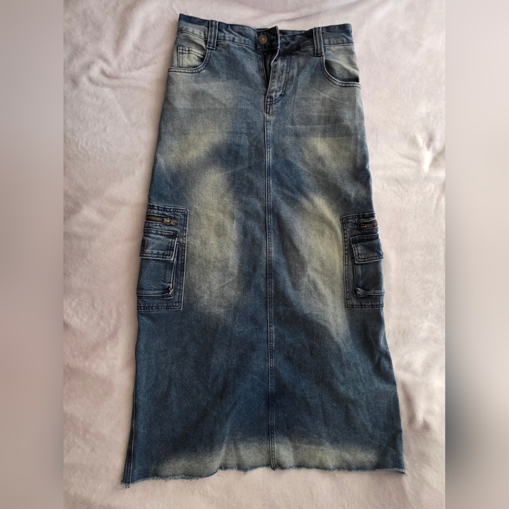 Dollskill Delia's Blue Denim Maxi Skirt